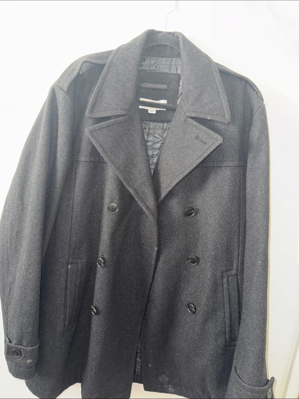 Calvin Klein Men's Double-Breasted Peacoat in Black